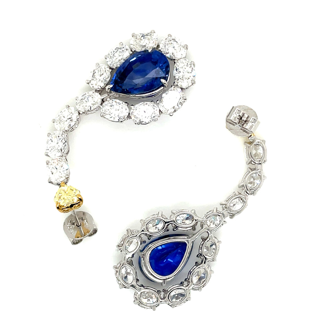 Pear-Shaped Blue Sapphire Diamond Earrings