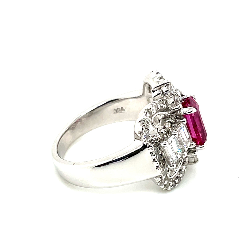 Natural No Heat Pink Sapphire Ring with Diamonds, Engagement Ring