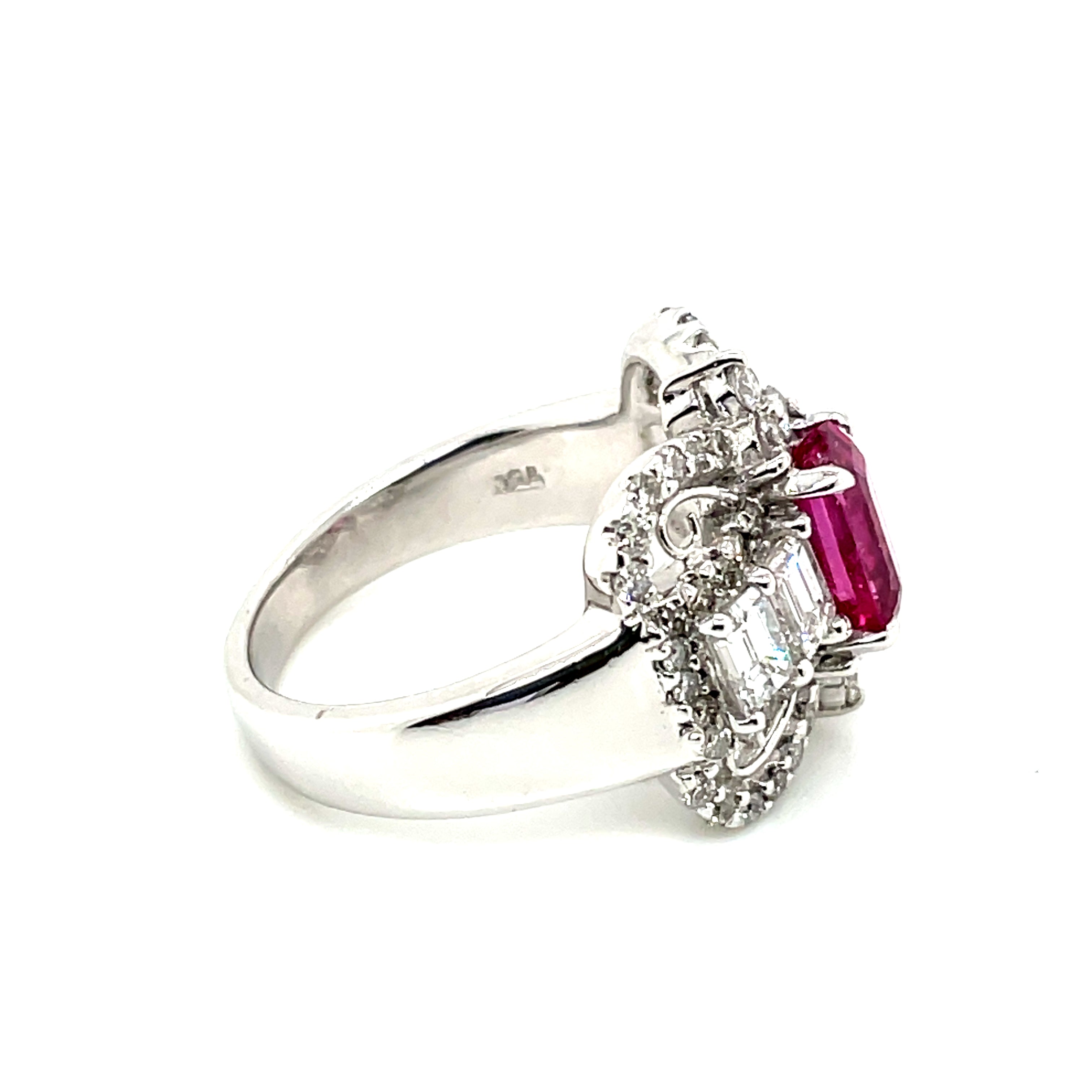 Natural No Heat Pink Sapphire Ring with Diamonds, Engagement Ring