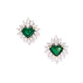 8.34 Carat Gubelin Certified Heart Shaped Emerald and White Diamond Earrings