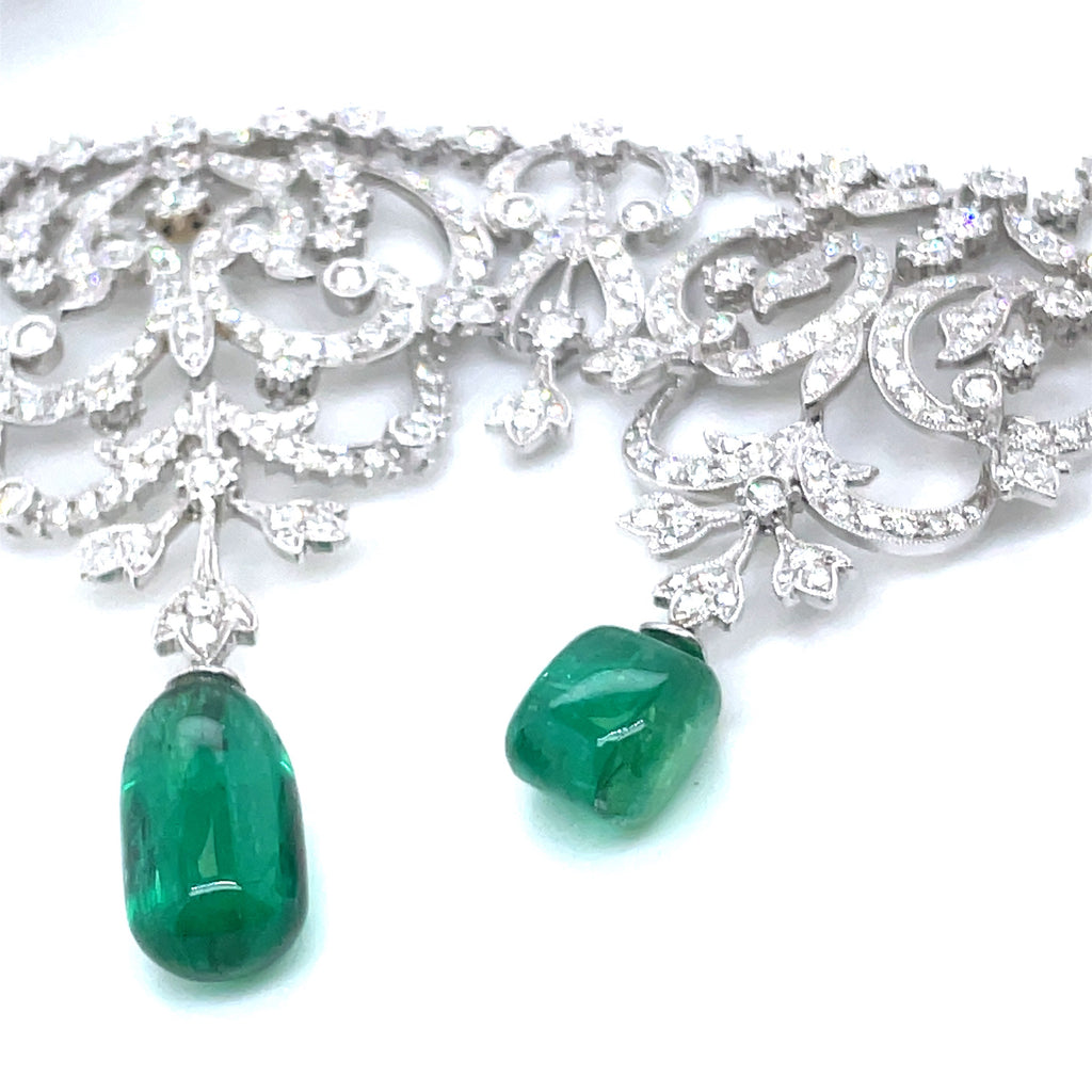 Rare Himalayan Mountain Emerald and Diamond convertible Tiara/Necklace