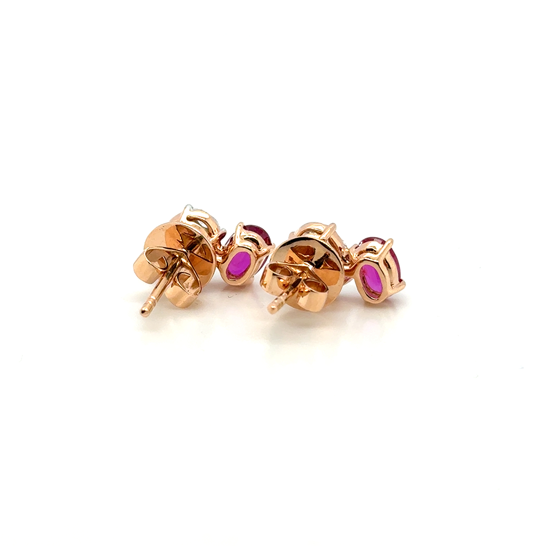 Two Stones Ruby Diamond Earrings - BV 17