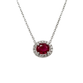 GIA-Certified Pigeon’s Blood Ruby Cts 0.83 and Round Diamond Necklace