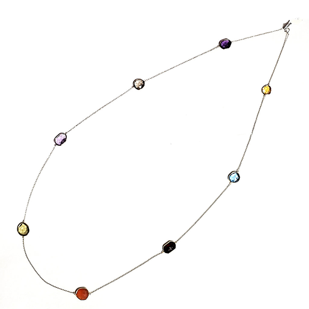 8 Stone Multicolor Necklace in 18 K Gold