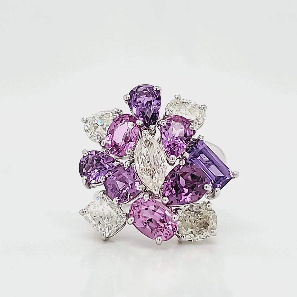 AGL Certified Madagascar Pink and Purple Sapphire Diamond Ring