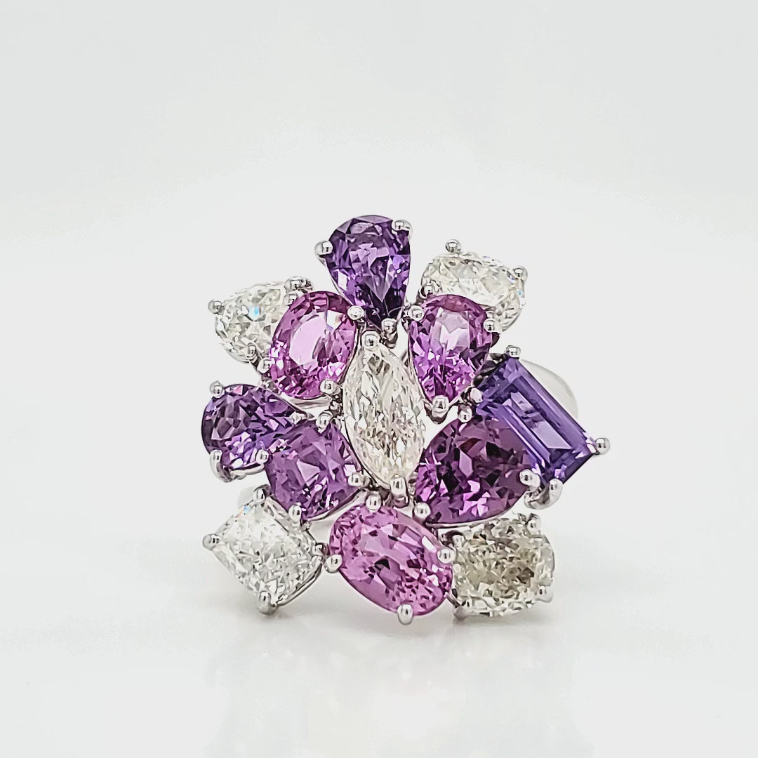 AGL Certified Madagascar Pink and Purple Sapphire Diamond Ring